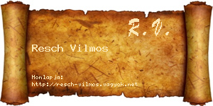 Resch Vilmos névjegykártya